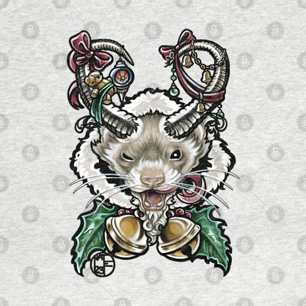 Krampus Ferret - Black Outlined Version by Nat Ewert Art